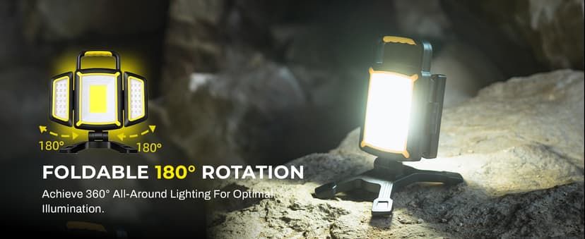 Yzoni Magnetic Light, Portable LED Work Light with 5 Light Modes, Magnetic Base Rechargeable Battery Operated COB Flashlight, Hold to Dim Flood Light for Car Repairing, Camping