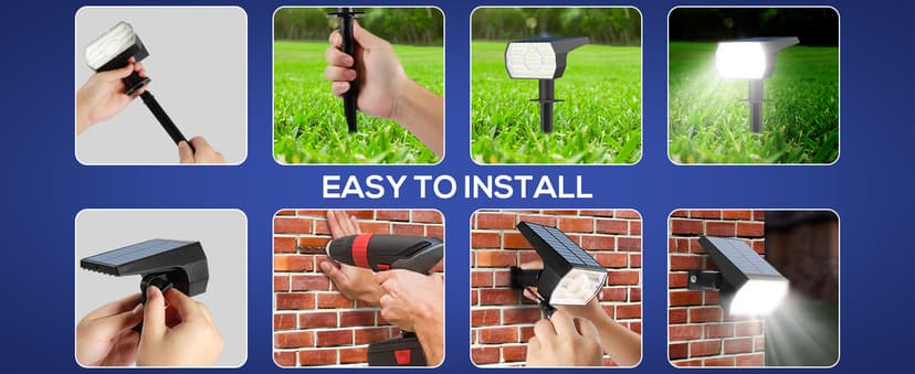 NYMPHY Solar Lights Outdoor Waterproof IP68, 56 LED 3 Lighting Modes Solar Powered Garden Yard Spot Solar Lights for Outside Landscape- 4 Pack (Cool White)