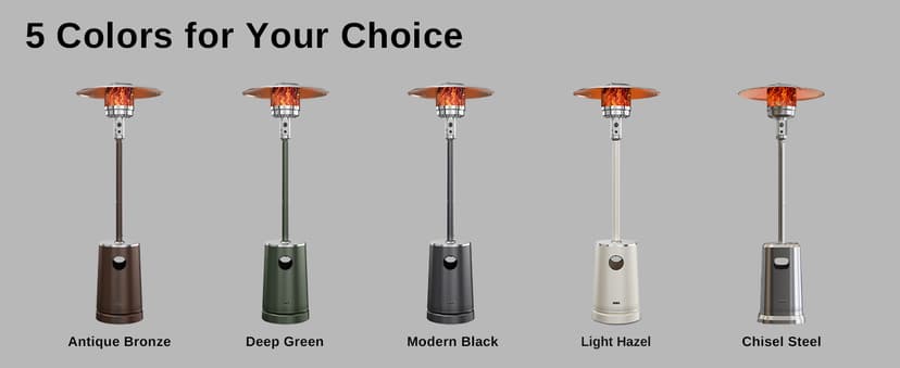 EAST OAK 50,000 BTU Patio Heater with Sand Box, Double-Layer Stainless Steel Burner, Table Design, Safety Protection System, Wheels, Propane Patio Heater for Home and Commercial, Stainless Steel