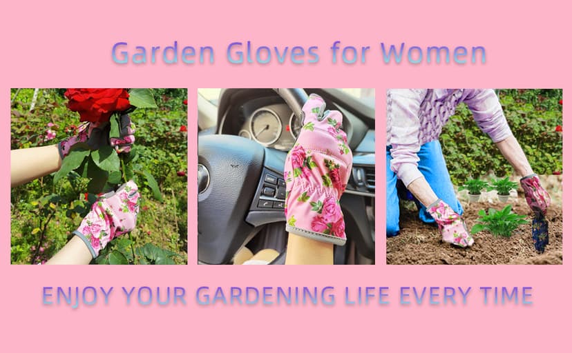 Leather Gardening Gloves for Women, Flexible Breathable Garden Gloves,Thorn Proof Working Gloves for Weeding, Digging and Pruning, Medium, Pink