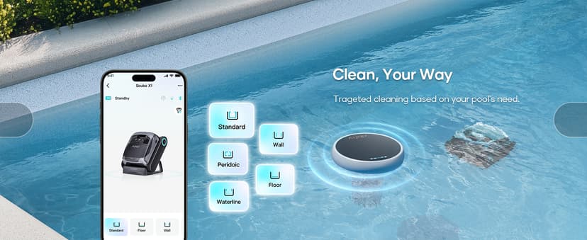 (Upgrade) AIPER Scuba X1 Cordless Robotic Pool Cleaner, 6600 GPH High-Power Suction with Dual-Jet, Multi-Layer Filtration System, Horizontal Waterline Scrubbing, Ideal for Inground Pools