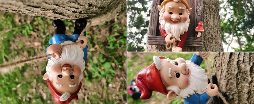 Climbing Gnomes Tree Faces Decor Outdoor for Yard - Cute Gnome Garden Statue Art Resin Dwarf Sculpture for Yard Outdoor Decoration Ornaments