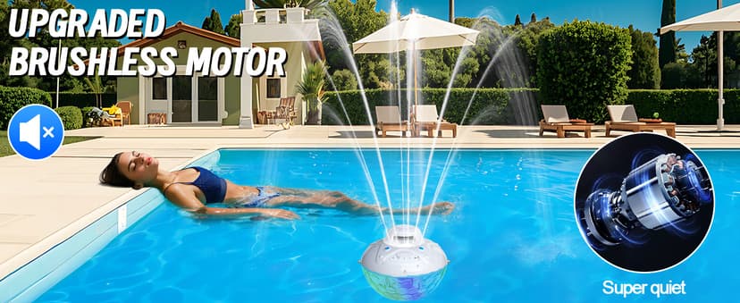 KingSom 3 in 1 Bluetooth Pool Speaker with Pool Fountain Light, 10000mAh Floating Pool Speaker, IP68 Waterproof Hot Tub Speakers, Loud Sound, BT5.4,24H Playtime Rechargeable pool Water Fountain, White