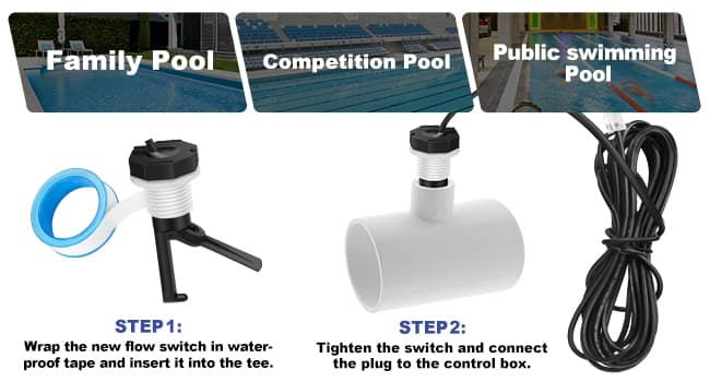 GLX-FLO-RP Flow Switch Assembly, Pool Flow Sensor Compatible with Goldline and Aquarite Salt Systems Pool Flow Switch with 15 ft. Cable