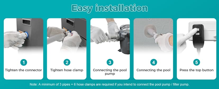 16000 BTU Swimming Pool Heat Pump 5000 Gallon Electric Pool Heater for Above Ground Pool 5KW Heating or Cooling WiFi Control Timer Pool Heater 120V 60Hz