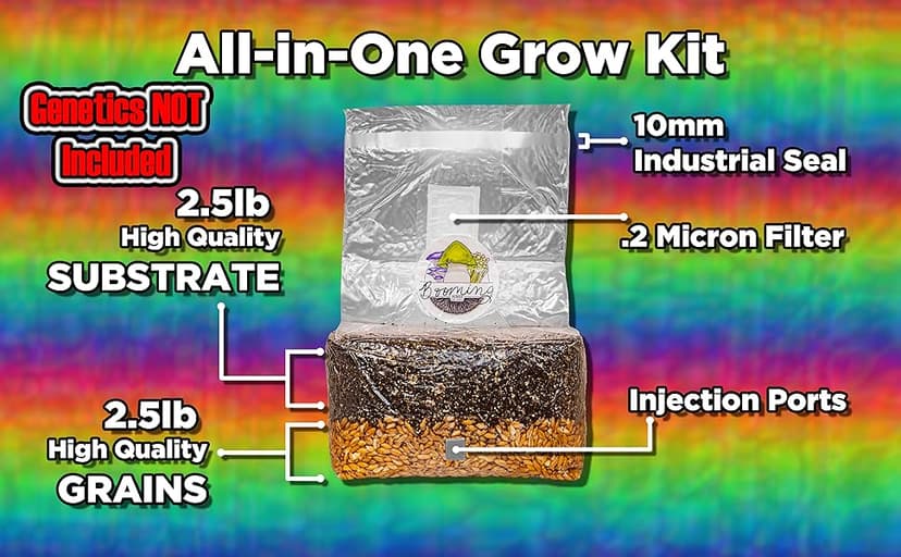 | The Magical 5lb All-in-One Mushroom Grow Bag | Mushroom Grow Kit | Harvest Your own Happiness | Discover The Magic of Growing Mushrooms - 5lb Grow Bag Mushroom Starter Kit