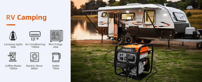 Power Equipment 4000 Watts Inverter Generator Gas Powered, Portable Open Frame Generator, Low Noise with ECO Mode and Inverter Technology, RV Ready, Emergency Home Backup