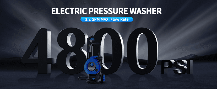 Electric Pressure Washer 4800 PSI 3.5 GPM, 2000W High Pressure Power Washer with 4 Nozzles & Foam Cannon, Portable Cleaner for Car, Driveway, Patio, Fence, Outdoor Cleaning