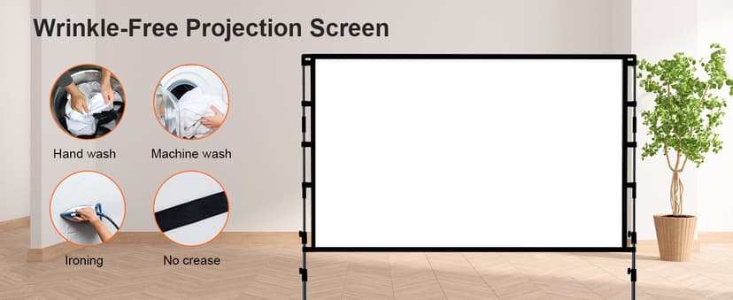 Projector Screen and Stand,GAINVANE 120 inch Portable Projector Screen Indoor Outdoor Projection Screen 16:9 4K HD Wrinkle-Free Light-Weight Movie Screen with Carry Bag for Backyard Movie Night