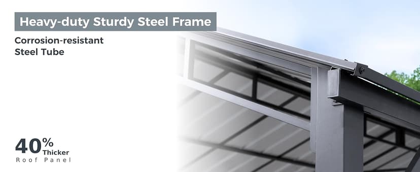 GREEN PARTY 10 x 20 ft Metal Carport Kits with Galvanized Steel Roof, Heavy Duty Metal Carport Canopy, Outdoor Car Tent Metal Garage Shelter for Car, SUV, Truck and Boats, Grey