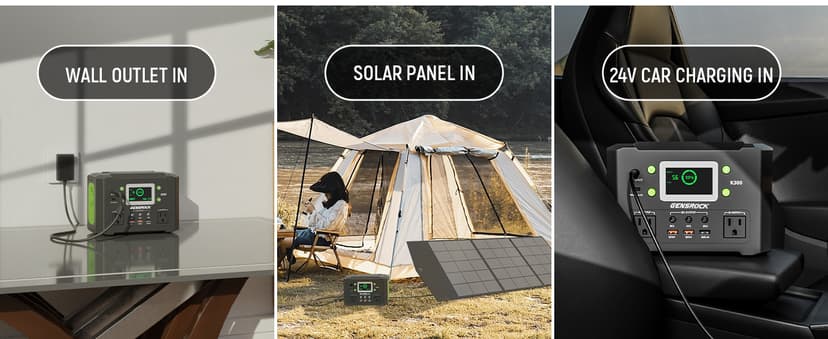 GENSROCK Portable Power Station, 110V/300W Pure Sine Wave Solar Generator, 222Wh Backup Lithium Battery With AC Outlet/QC 3.0/Type-C/LED Light for CPAP Family Emergency Outdoor Camping RV Travel.