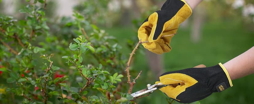 HANDLANDY Men Leather Gardening Gloves, Utility Work Gloves for Mechanics, Construction, Driver, Dexterity Breathable Design