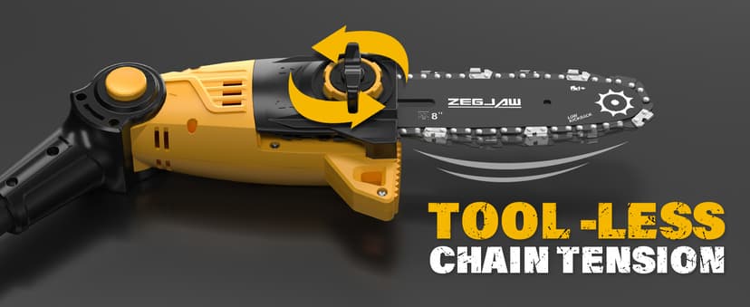 Pole Saw 8-Inch Cordless Tree Trimmer and 18-Inch Pole Hedge Trimmer 2-In-1,15-Feet Max Reach, Auto Oiling, Telescoping Pole Chainsaw with 2.0Ah Battery & Charger