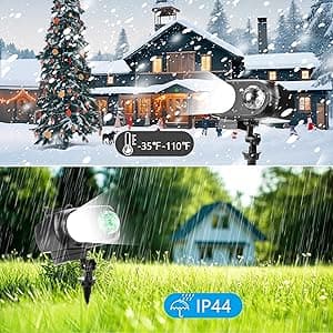 Christmas Projector Lights Outdoor, Upgrade Holiday Projection Light with Remote, 3D Ocean Wave & 72 HD Patterns, Waterproof Snowflake Projector for Xmas Party Yard Decor