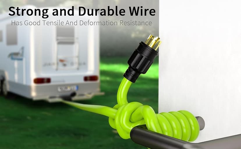 75Feet 30 Amp Generator Extension Cord 4 Prong,Heavy Duty NEMA L14-30P/L14-30R,125/250V 7500W,Green 10 Gauge STW Twist Locking Generator to House Power Cords with Cord Organizer,ETL Listed