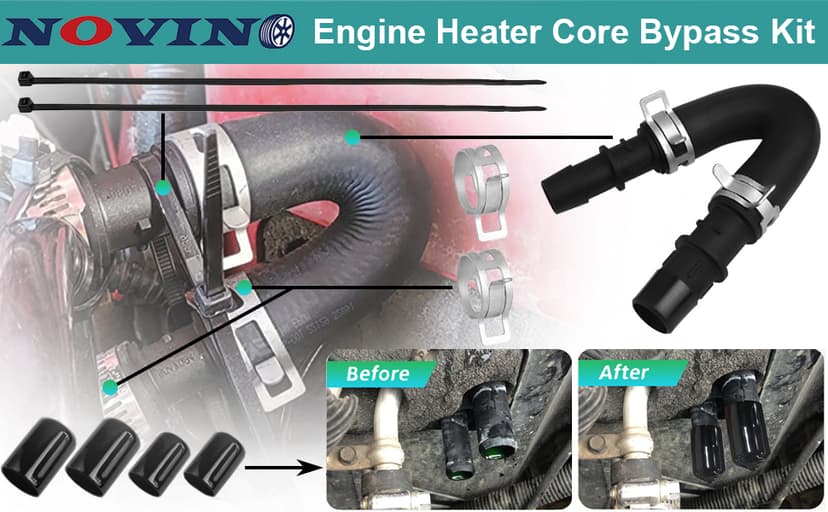 Engine Heater Core Bypass Kit with 5/8" 3/4" Hose,Compatible with GM Chevy Silverados Tahoes Yukons Honda Civic Ford Jeep,Replacement for 626-001,Universal Fit Most Common Leaking Failed Heater Core