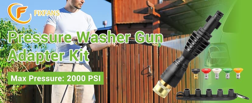 Pressure Washer Gun Adapter with 5 Spray Nozzles and 1 Tips Holder - Power Washer Wand Replacement Kit - Compatible with Some Ryobi, Portland, Husky Electric Pressure Washers Black