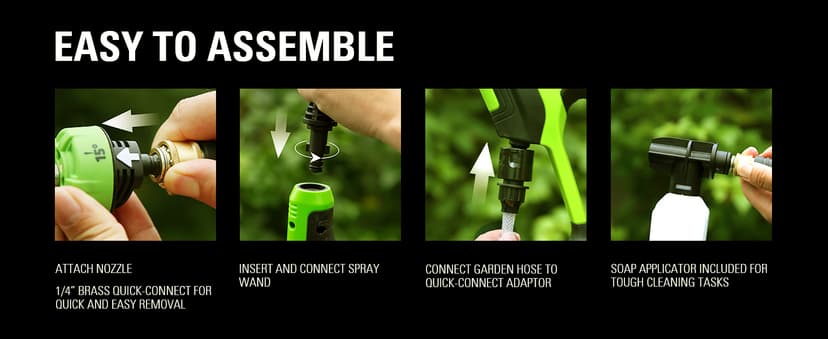 Greenworks 24V 600 PSI (0.8 GPM) Cordless Power Cleaner with (2) 2Ah Batteries, Charger, & Wash Glove, Green