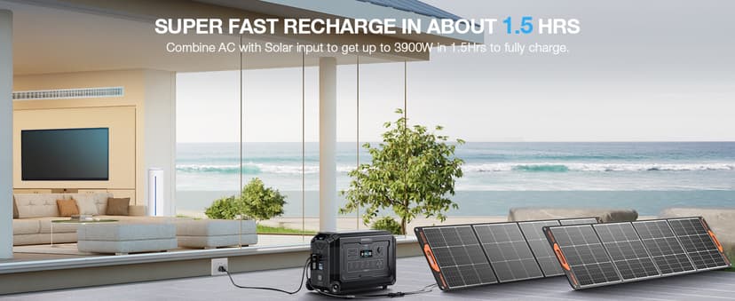 Expandable 10.08kWh Solar Generator Kit, Portable Power Station 4000W w/Smart Extra Expansion Battery 5040Wh LifePo4 Home Battery Backup Power Supply for Blackout, Outdoor Camping, RV, Emergency