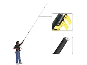 janz 24 FT, Aluminum Telescoping Pressure Washer Wand with 2 Pressure Washer Extension Wands,Gutter Cleaner Attachment, 7 Spray Nozzle Tips, 2 Hose Inlet Adapters, Pivoting Coupler and Support Harness
