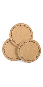 Round Cork Trivets - Hot Pads for Dishes, Pots, Pans & Baking Sheets - Table & Countertop Use