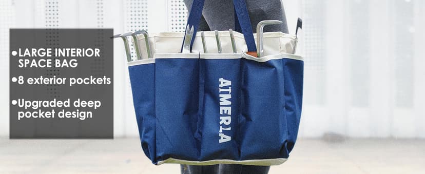 Gardening Tools Set of 9 Heavy Duty Garden Tools with Non-Slip Rubber Grip with Large Garden Bag for Tools Durable Hand Tools for Gardening, Weeding,Gardening Gifts for Women,Men