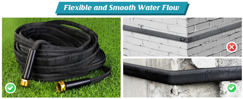 Garden Hose Non-Expanding 100ft, Flexible Garden Hose with 10 Function Hose Nozzle, Lightweight, Kink Free and Water Hose for Outdoor,Yard, Lawn, Car Wash, Marine,and Camper Use