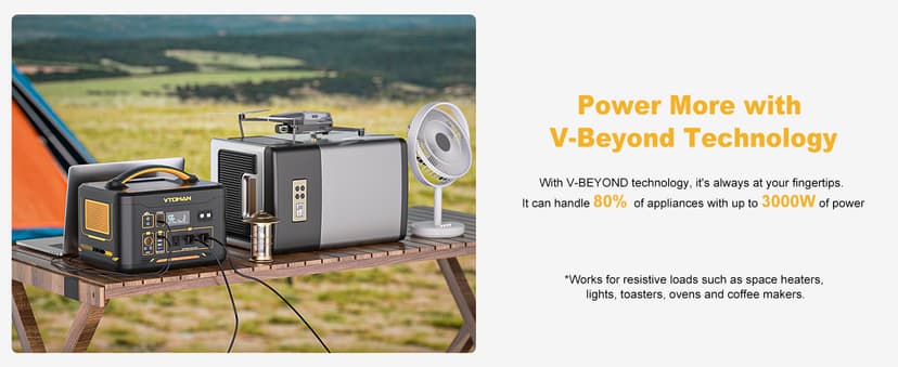 Vtoman 2376Wh Portable Power Station Bundle with Extra Battery & 200W Solar Panel Included, Up to 3000W Solar Generator for Home Backup, Off-grid, Road Trip, RV, Camping, Emergencies