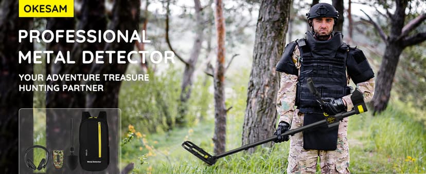 Metal Detector for Adults Waterproof - 2000mAh Chargeable Professional Cordless Gold Detector with LCD Display, Retractable Foldable Higher Accuracy Metal Detector with 10" IP68 Coil - OKESAM