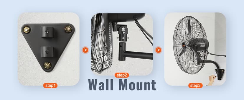 VEVOR 30 Inch Wall-Mount Misting Fan, 3-speed IP44 Waterproof Oscillating, Max. 9500 CFM Wall Mounted Fan for Outdoor, Commercial, Residential, Greenhouse, Workshop, Patio, Black, ETL Listed