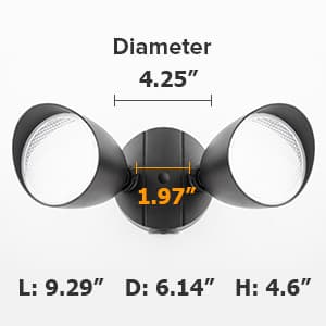 UME 2-Packs 2500 Lumen 32 Watt 28 LED Dual-Head Floodlight Outdoor, Full Metal Design, Waterproof Exterior Security Wall Light 5000K for Patio, Garden, Yard-Black