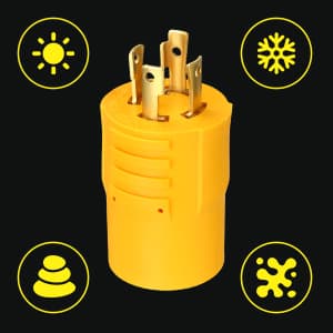 Kanayu Generator to Welder Adapter Compatible with Nema L14-30p to 6-50r 30 Amp 4 Prong Lock Male Plug to 3 Prong Female Receptacle Adapter Dryer Ev Charger Power Cord Connector 250v(Yellow)