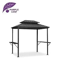 PURPLE LEAF 10' X 12' Permanent Hardtop Gazebo Aluminum Gazebo with Galvanized Steel Double Roof for Patio Lawn and Garden, Curtains and Netting Included, Grey