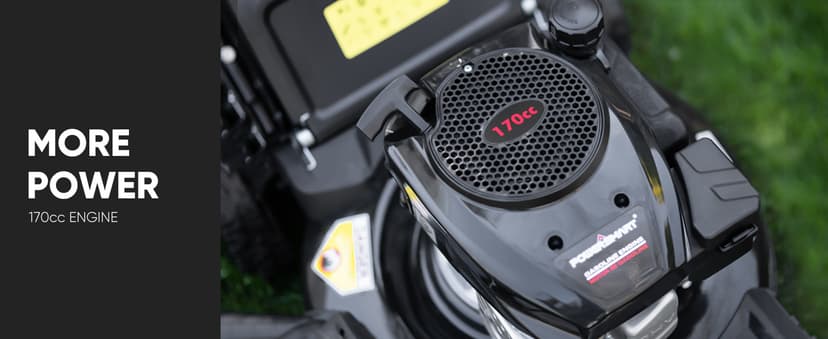 PowerSmart Self Propelled Gas Lawn Mower, 22 in. with 170cc OHV Engine, 3-in-1 Rear-Wheel-Drive High Wheels, Black