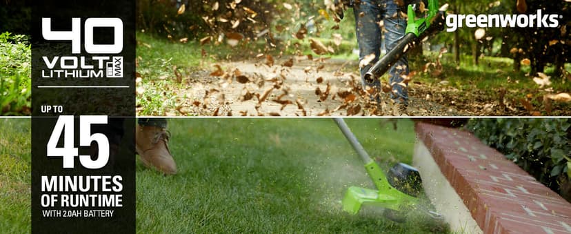Greenworks 40V Cordless String Trimmer + Leaf Blower Combo Kit, 2.0Ah Battery and Charger Included