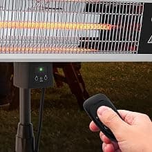 SereneLife Infrared Patio Heater, Electric Patio Heater for Indoor/Outdoor Use, Portable Stand Heater with Remote Control, 1500 W, for Restaurant, Patio, Backyard, Garage, Decks (Black)