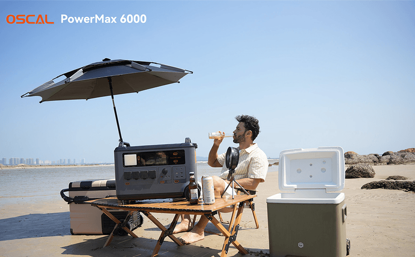 OSCAL PowerMax 6000 Solar Generator with 3×400W Solar Panel, 120V/240V Split Phase Voltage 6000W AC Outlets (7200W Peak), 2200W AC Charging/2400W Solar Charging, Emergency for Home, Battery Backup