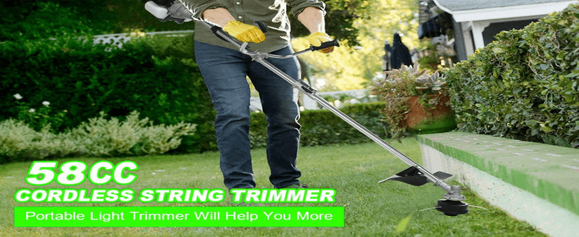 58CC Weed Wacker Brush Cutter, Gas Powered String Trimmer 4-in-1 Gas Weed Eater with 4 Detachable Heads Straight Shaft 2-Cycle for Weed, Brush(Green)
