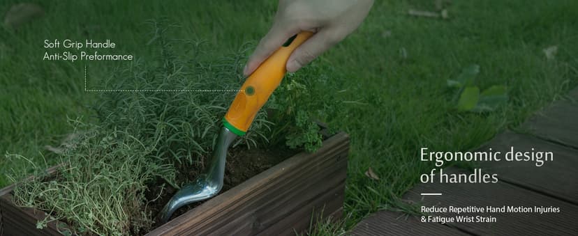 UKOKE Garden Tool Set, 12 Piece Aluminum Hand Tool Kit, Garden Canvas Apron with Storage Pocket, Outdoor Tool, Heavy Duty Gardening Work Set with Ergonomic Handle, Gardening Tools for women men