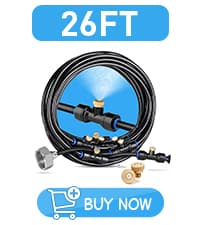 homenote Misting Cooling System 59FT (18M) Misting Line + 20 Brass Mist Nozzles + Brass Adapter(3/4") Outdoor Mister for Patio Backyard Garden Greenhouse Watering