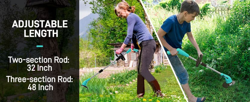 Cordless Lawn Trimmer Weed Wacker - HooSeen 12V Grass Trimmer Weed Cutter with 3 Types Blades, Hand Weeder, 2.0Ah Li-ion Battery Powered Weed Trimmer Grass Cutter for Garden and Yard