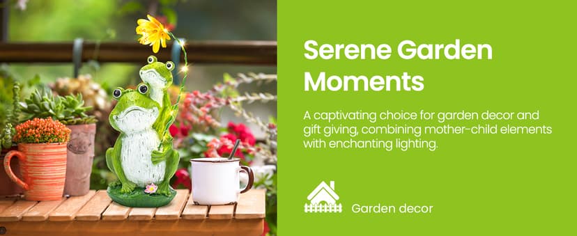 GIGALUMI Solar Garden Statues Loving Frog Garden Decor Figurine Lights for Outside, Yard Decorations Outdoor Patio Decor, Gardening Gifts for Women