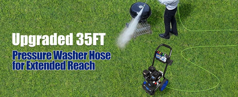 TOOLCY Gas Pressure Washer 3200 PSI & 2.6 GPM, High Performance Engine, Includes Swivel Spray Gun and Wand, 35FT Power Washer Hose, 5 Nozzle Tips, Onboard Soap Tank, for Cars/Driveways/Homes