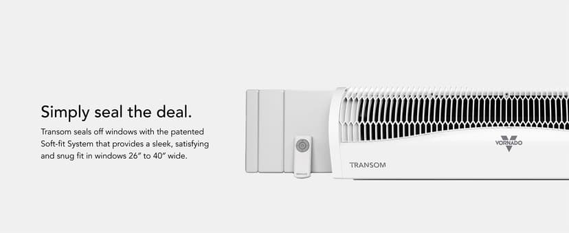 Vornado TRANSOM Window Fan with 4 Speeds, Remote Control, Reversible Exhaust Mode, Weather Resistant Case, Whole Room, Ice White