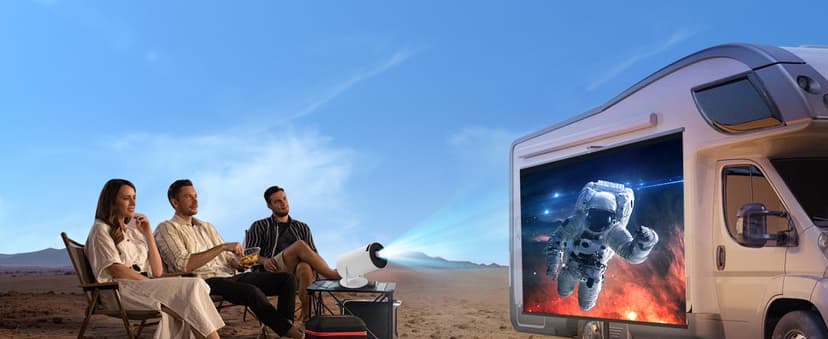 Smart HY300 Projector With Built-in Apps, Wifi Bluetooth 4K 1080P, Auto Keystone, Short Throw and 180 Adjustable, Mini Portable Outdoor Movie (White)