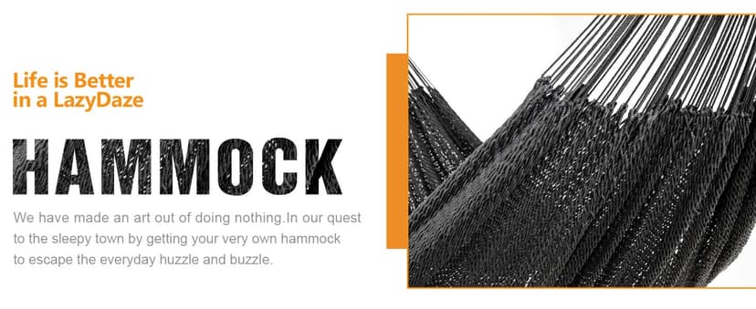 Lazy Daze Hammocks10.5 FT Handwoven Mayan Family Hammock with Portabl Carry Bag and for Outside Outdoor Patio Backyard Poolside, 550 LBS Weight Capacity,Gray