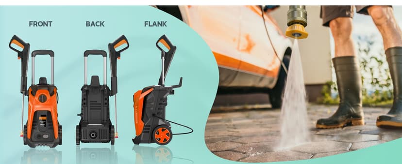 Electric Pressure Washer 4800PSI-Max 2.9GPM Pressure Washer with 25 FT Hose, 4 Quick Connect Nozzle,16.9 Oz Soap Tank Orange Cleaning for Pool, Patio, Car