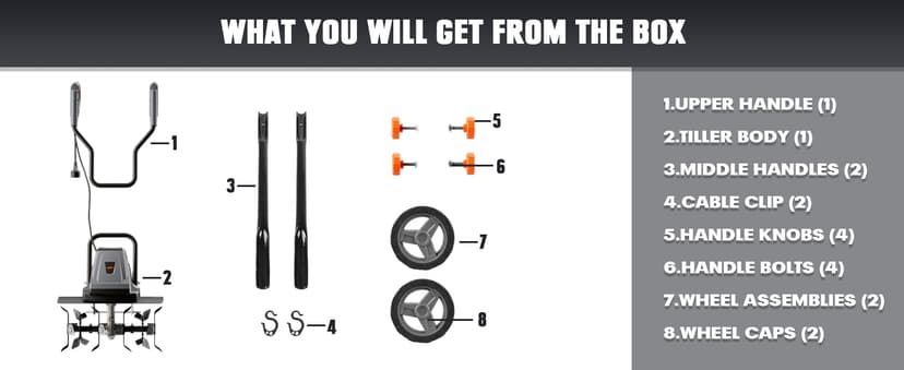 18 Inch 15 Amp Electric Tiller Cultivator, 24 Steel Tines for Gardening, Corded & High Power Garden Roto Tiller, 8.7'' Tilling Depth, 4-Adjustable Wheels, Foldable Handle, for Lawn Yard, Gray