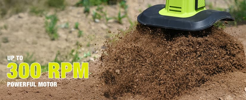 SnapFresh Cordless Tiller Cultivator, 20V Electric Garden Tiller with 4.0AH Battery and Fast Charger, 300 PRM Battery Powered Rototiller, 9" Width 6.6" Depth, 3 Speed Handheld Tiller with Steel Tines
