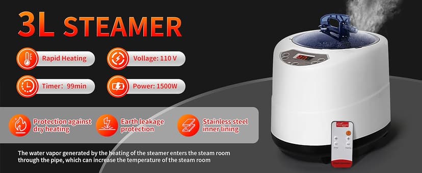 Sauna Box, Portable Steam Sauna for Body Relaxation, Portable Sauna for Home, Personal SPA Steam Sauna with 3L /1500W Steamer, 9 Levels Temp Control, Full Body Sauna Tent for Spa,Indoor,Outdoor